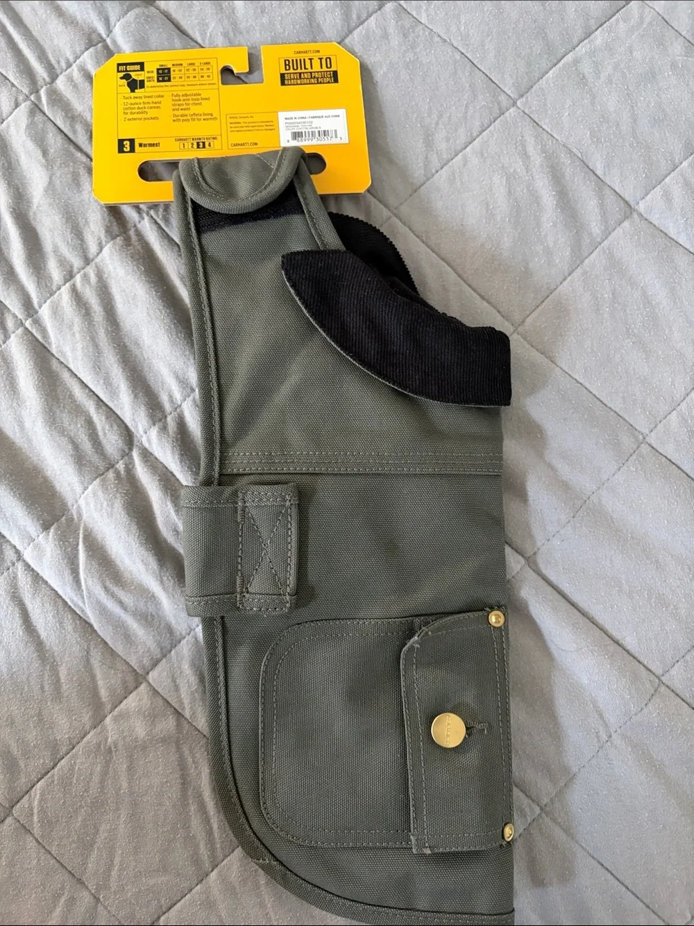 Carhartt Olive Green Duck Insulated Dog Coat with Pocket